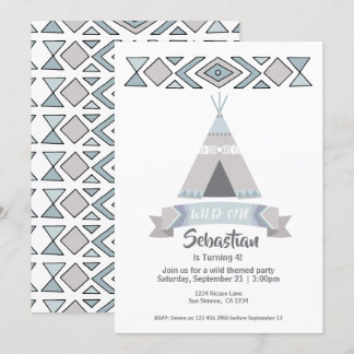 Wild One Tipi Tribal Geburtstag Einladung