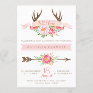 Wild One Tribal Antler Invitations pour le premier