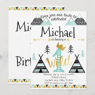 Wild One Tribal Birthday Party Invitation Boy