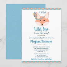 Wild One Tribal Boho Aztec Blue Boy Baby Shower