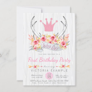 Wild One Tribal Boho Prinzessin Antler Einladung