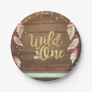 Wild One Tribal Gold Erstgeburtenpapier-Teller Pappteller