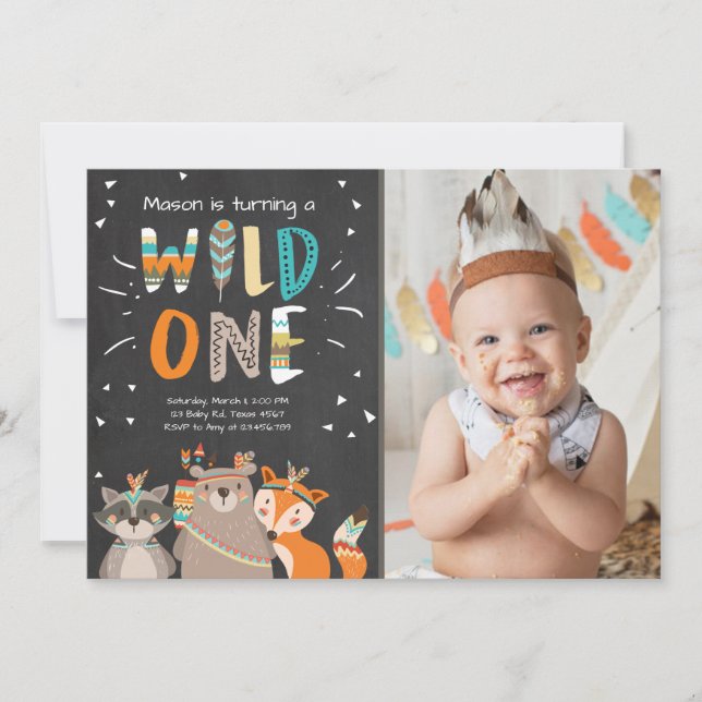 Wild One Tribal Première invitation pour anniversa (Devant)