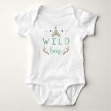 Wild One Tribal Teepee Blue Baby Boy Bodysuit
