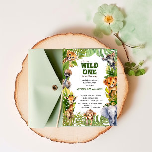 Wild One Tropical Safari Animals Baby Shower Einladung