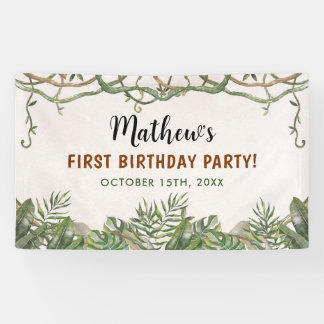 Wild One Tropical Safari Erster Geburtstag Banner