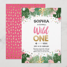 Wild One Tropical Safari Pink Girl Erster Geburtst