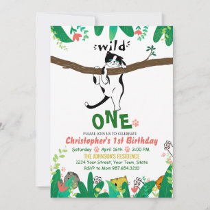 Wild One Tuxedo Kitty Enfants 1er Invitation anniv