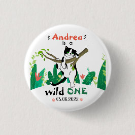 Wild One Tuxedo Kitty Kids 1st Birthday Einladung Button