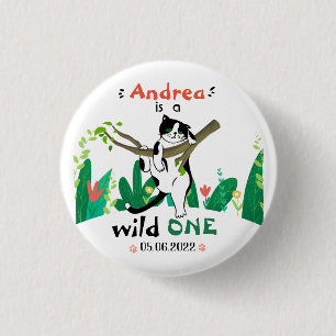 Wild One Tuxedo Kitty Kids 1st Birthday Einladung Button