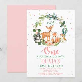 Wild-One-Wald-Birthday-Invitation-Girl Einladung