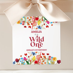 Wild One Wildblume Erstes 1. Geburtstag Gastgesche Quadratischer Aufkleber