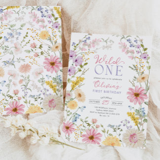 Wild One: Wildflower Erster 1. Geburtstag Einladung