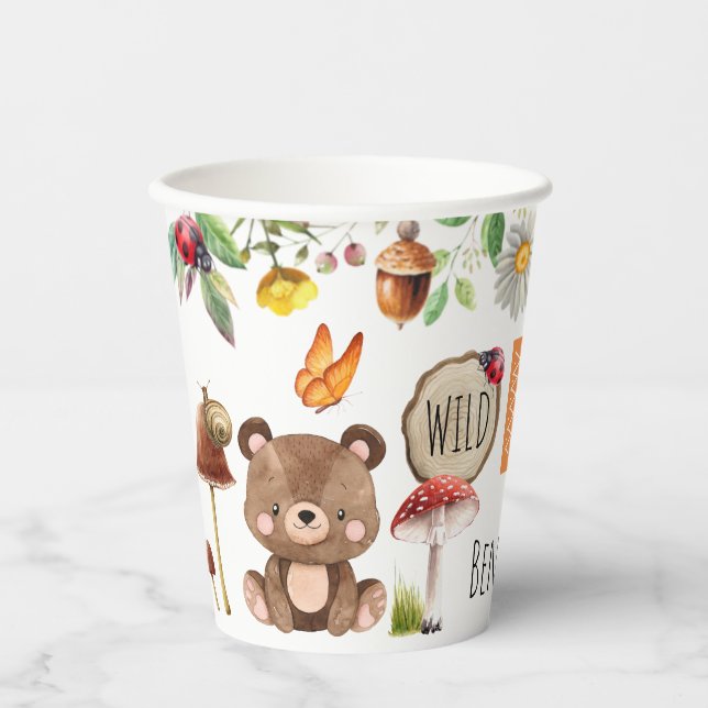 Wild One Woodland 1. Geburtstag Papier Becher (Vorderseite)