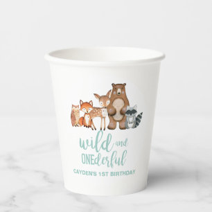 Wild One Woodland Animal Birch Tree Erster Geburts Pappbecher