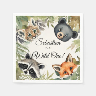 Wild One Woodland Animal Birthday Party Serviette