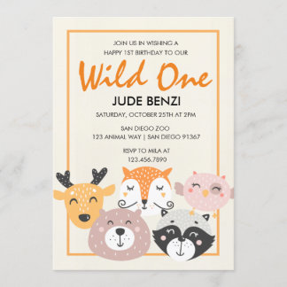 Wild One Woodland Animal - Einladung zum ersten Ge