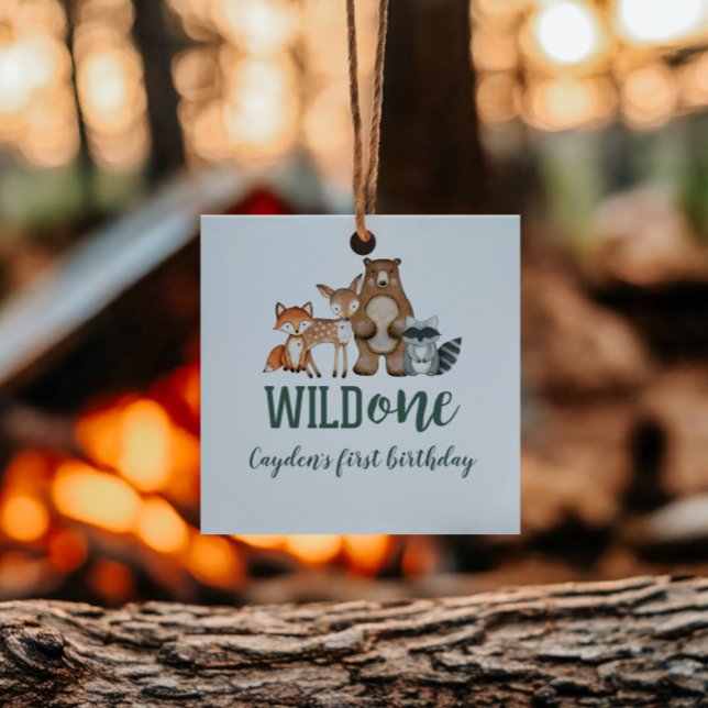 Wild One Woodland Animal zum ersten Geburtstag Geschenkanhänger (Von Creator hochgeladen)