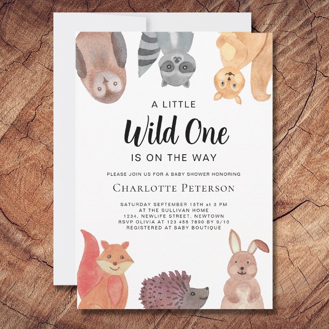 Wild One Woodland Animals Baby Shower Einladung (Von Creator hochgeladen)