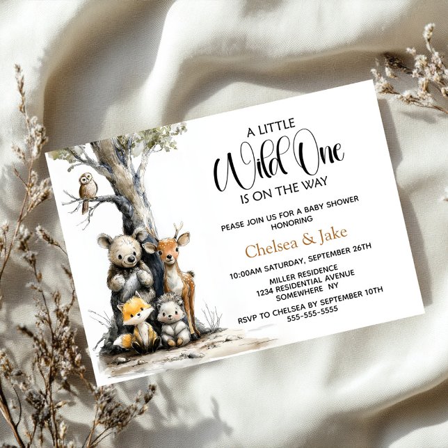 Wild One Woodland Animals Baby Shower Invitation Einladung (Von Creator hochgeladen)