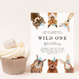 Wild One Woodland Animals erste Geburtstagsparty Einladung