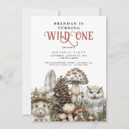 Wild One Woodland Animals Junge 1. Geburtstag Einladung