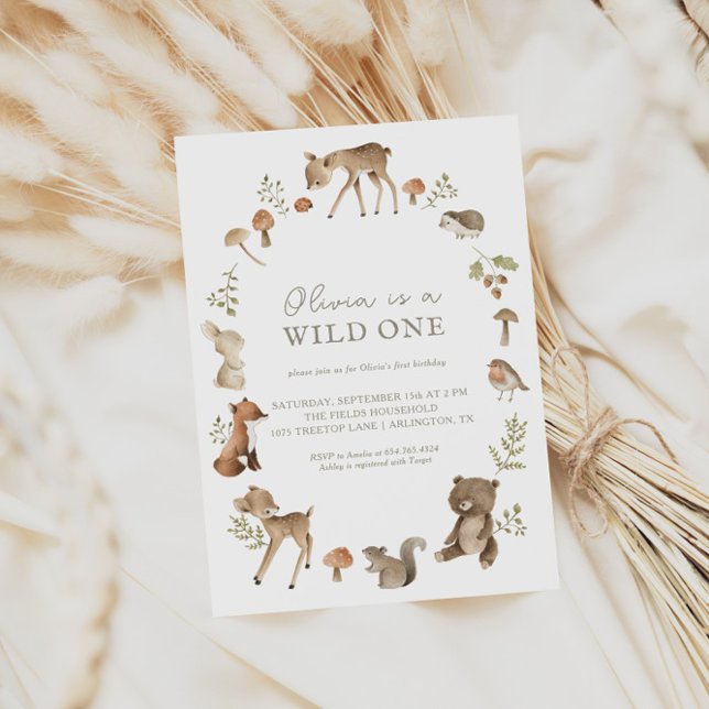 Wild One Woodland Geburtstagsparty Einladung (Von Creator hochgeladen)
