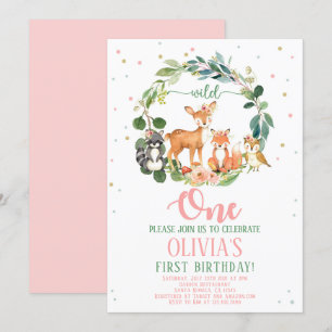 Wild One Woodland Invitation Girl