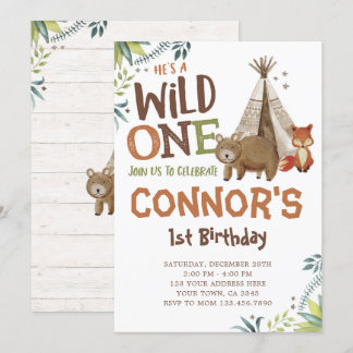 Wild One, Woodland, Tribal Einladung