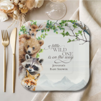 Wild One Woodland Wildlife Baby Shower Party Table Pappteller