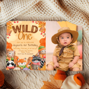Wild One Woodlands Einladung mit Foto