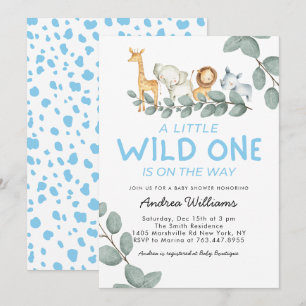 Wild One Zoo Animals Boy Baby Shower Einladung