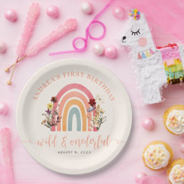 Wild & Onederful Wildblume Rainbow 1. Geburtstag Pappteller
