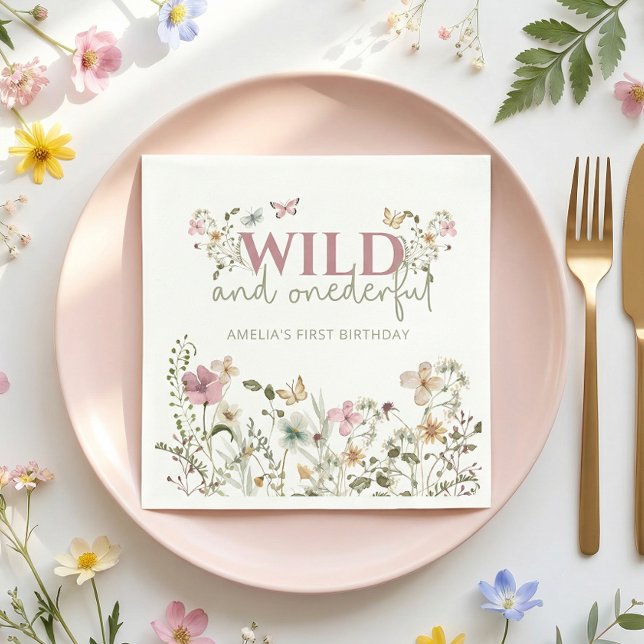 Wild & Onederful Wildflower 1st Birthday Party Serviette (Von Creator hochgeladen)