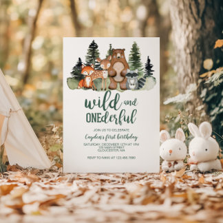 Wild Onederful Woodland Animal zum ersten Geburtst Einladung