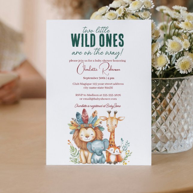 Wild Ones I twins Safari Baby Dusche Einladung (Von Creator hochgeladen)