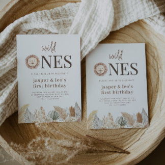 Wild Ones Twins neutrale Blätter Einladung zum Geb