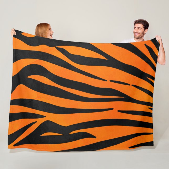 Wild Orange Black Tiger Stripes Animal Print Fleecedecke (Beispiel)