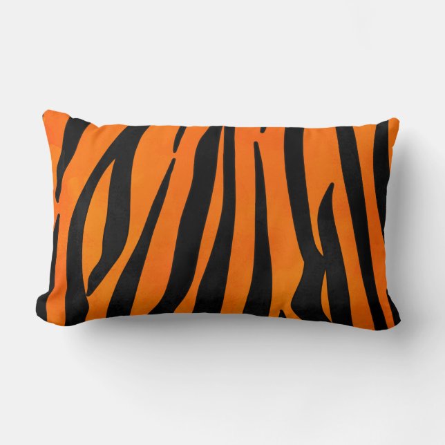 Wild Orange Black Tiger Stripes Animal Print Lendenkissen (Vorderseite)