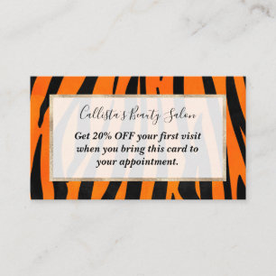 Wild Orange Black Tiger Stripes Animal Print Rabattkarte