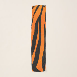 Wild Orange Black Tiger Stripes Animal Print Schal