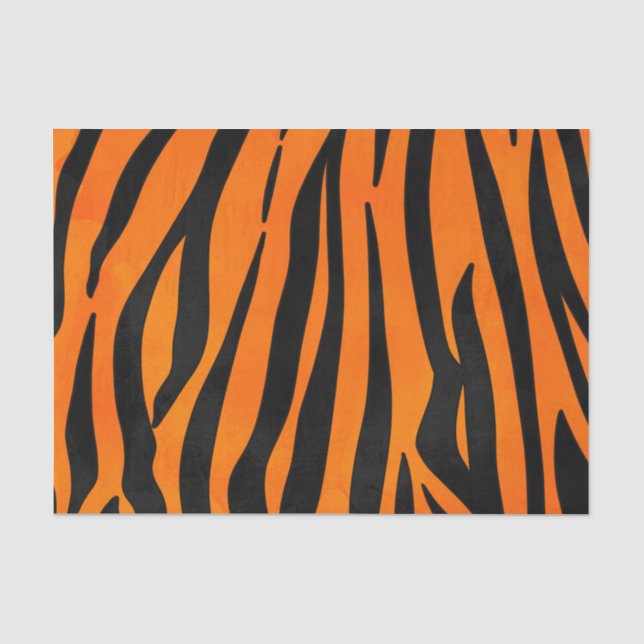 Wild Orange Black Tiger Stripes Animal Print Seidenpapier (Vorderseite)