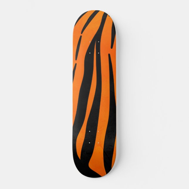 Wild Orange Black Tiger Stripes Animal Print Skateboard (Vorderseite)