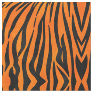 Wild Orange Black Tiger Stripes Animal Print Stoff