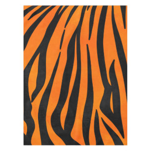 Wild Orange Black Tiger Stripes Animal Print Tischdecke