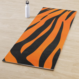 Wild Orange Black Tiger Stripes Animal Print Yogamatte