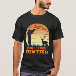 Wild-out-Hirsch-Jagd | Retro Sunset Hunter T-Shirt