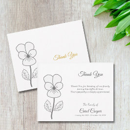 Wild Pansy Line Art Beerdigung Danke Note Card