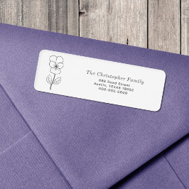 Wild Pansy Line Art Return Address Label