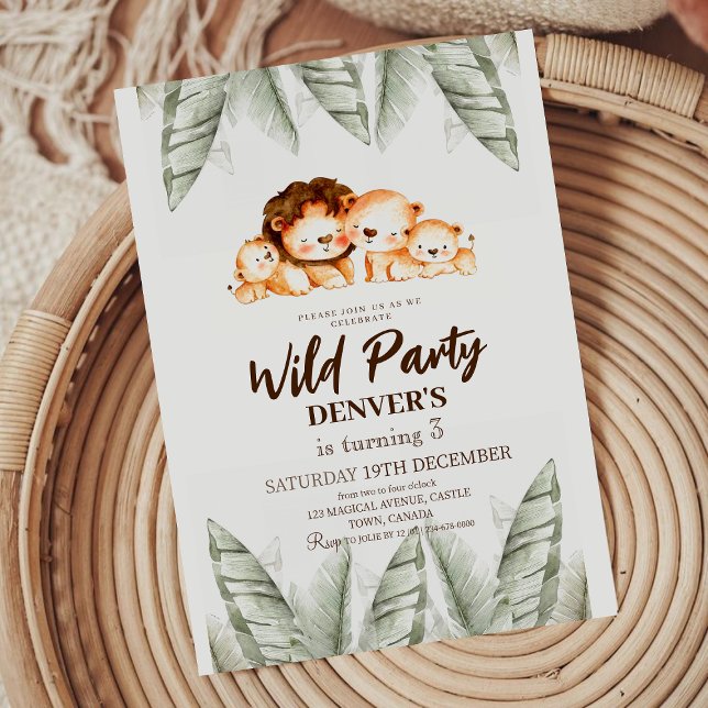 Wild Party Pastel Lion Invitation d'anniversaire (Créateur téléchargé)